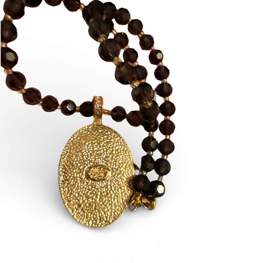 Kirk's Folly Purple Mermaid Cameo Necklace Gold Tone w/ Aurora Borealis Crystals - Picture 7 of 8